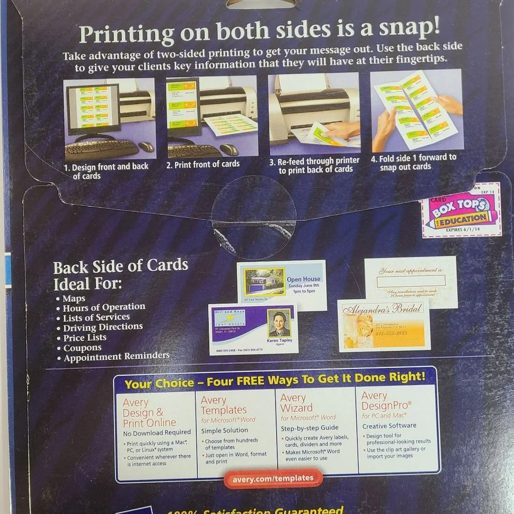 Avery Clean Edge Business Cards Ink Jet Printable White 28878 90 Cards